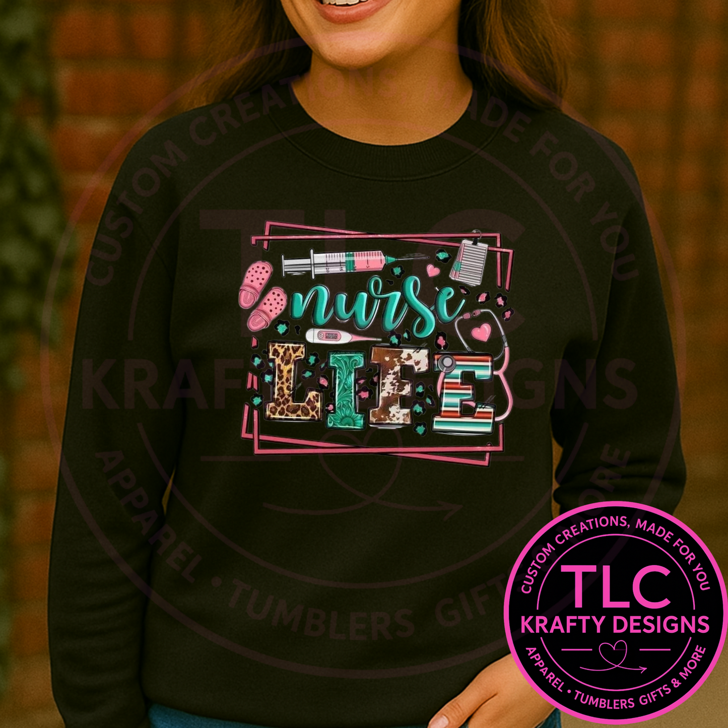 Cute Medical Print Nurse Life Sweatshirt - Healthcare Crew Neck or Hoodie CK