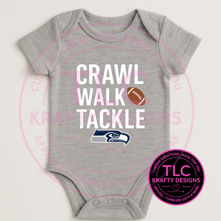 Crawl Walk Tackle Seattle Football Onesie - Football Game Day Onesie CK
