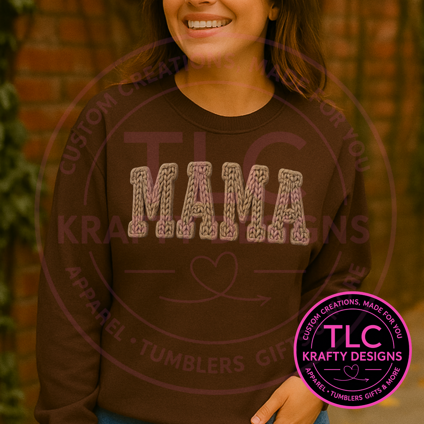 Mama Yarn Look Sweatshirt - Mom Love Crew Neck or Hoodie CK