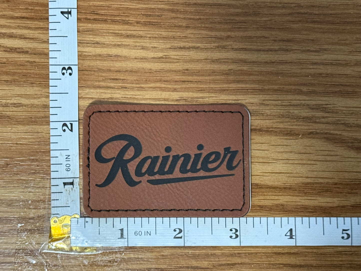 Rainier Script Faux Leather Patch – Rectangle