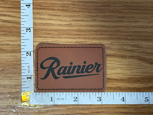 Rainier Script Faux Leather Patch – Rectangle