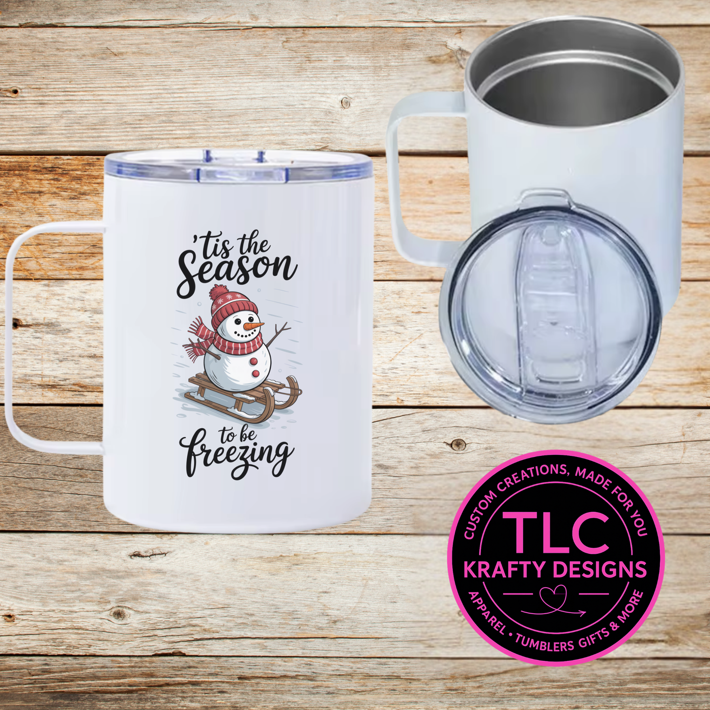 Tis the Season to Be Freezing Snowman Mug – Winter Holiday Coffee Cup