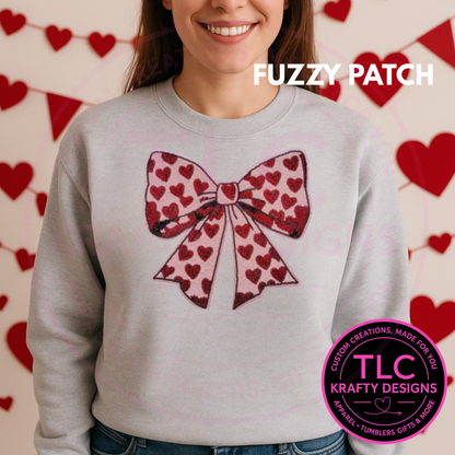 XL Heart Bow Chenille Patch – Valentine Iron-On / Sew-On Applique CK