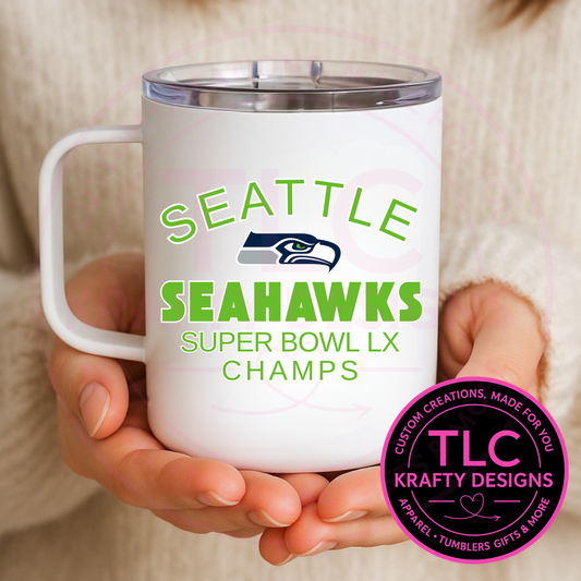Football Championship Champs Green Text Design Travel Mug