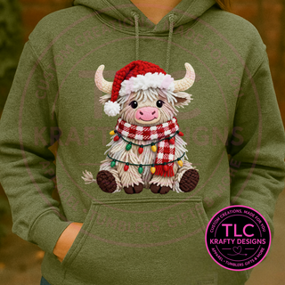 Festive Highland Cow Youth - Farmhouse Christmas Graphic Apparel CK