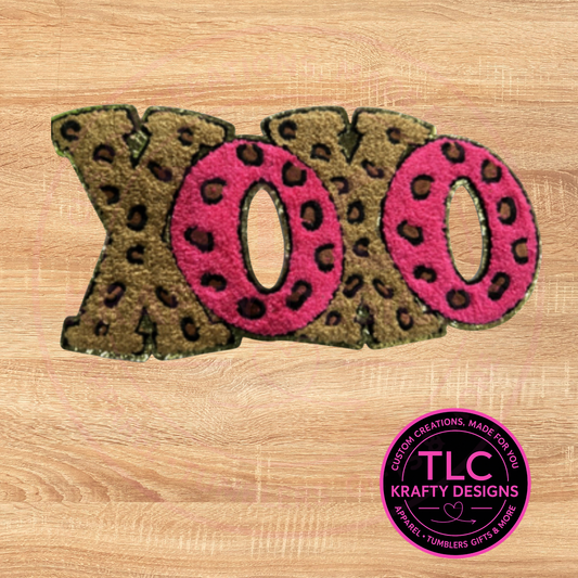 XL Fuzzy XOXO Leopard Print Chenille Patch – Valentine Iron-On / Sew-On Applique CK
