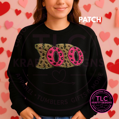 XL Fuzzy XOXO Leopard Print Chenille Patch – Valentine Iron-On / Sew-On Applique CK