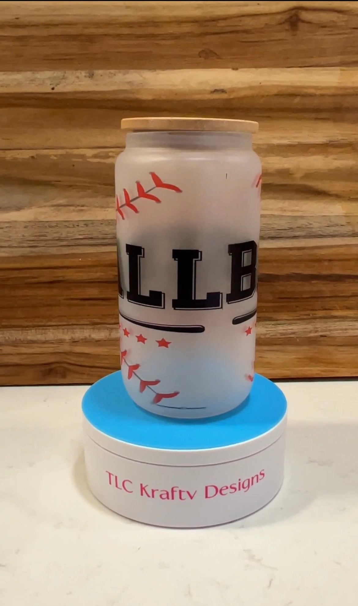 Charming sublimation 16oz glass tumbler, designed especially for the proud baseball moms out there