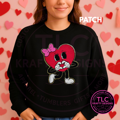 XL Fuzzy Heart Chenille Patch – Valentine Iron-On / Sew-On Applique CK
