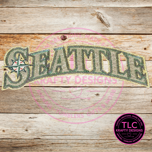 XL Seattle Baseball Sequin Patch – Sporty Iron-On / Sew-On Applique CK