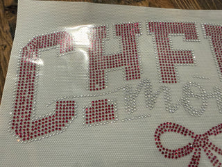 Cheer Mom Red Rhinestone Patch Apparel - Sports and Game Day Apparel
