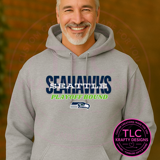 Playoff Bound Overlay Seattle Football Sweatshirt – Football Season Crew Neck or Hoodie CK