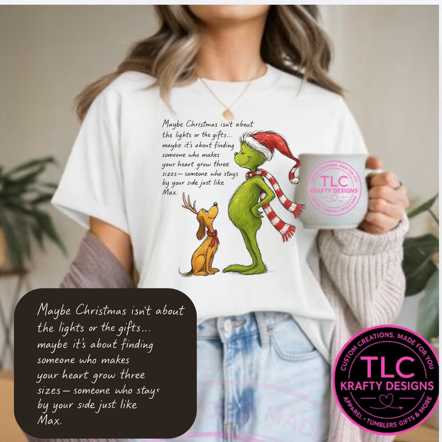 Maybe Christmas Grinch T-Shirt - Festive Christmas Long or Short Sleeve Tee CK