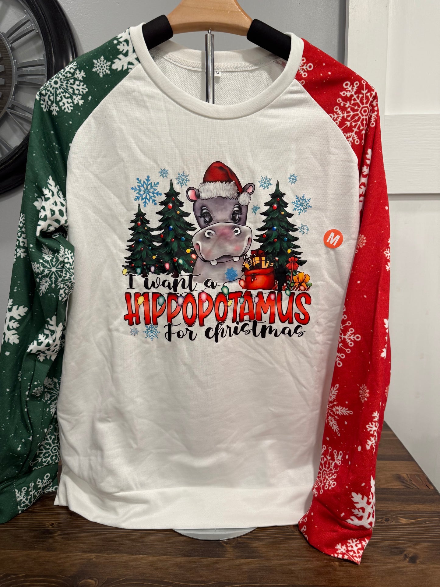 I Want a Hippopotamus for Christmas” Slim-Fit Raglan – Last Chance Show Find