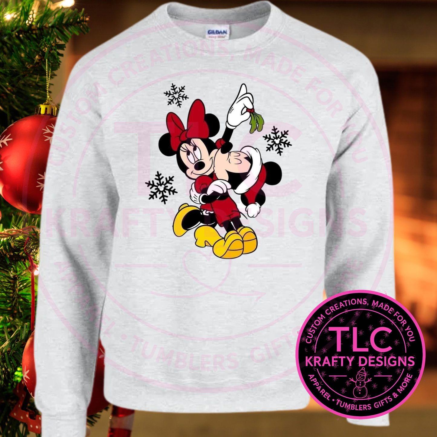 Mickey Mistletoe Sweatshirt - Festive Christmas Crew Neck or Hoodie CK