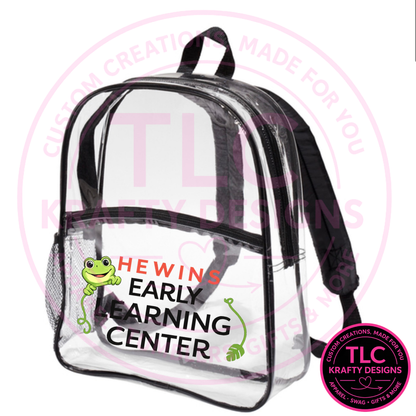 Hewins Early Learning Center Clear Backpack – Frog School Spirit Bag