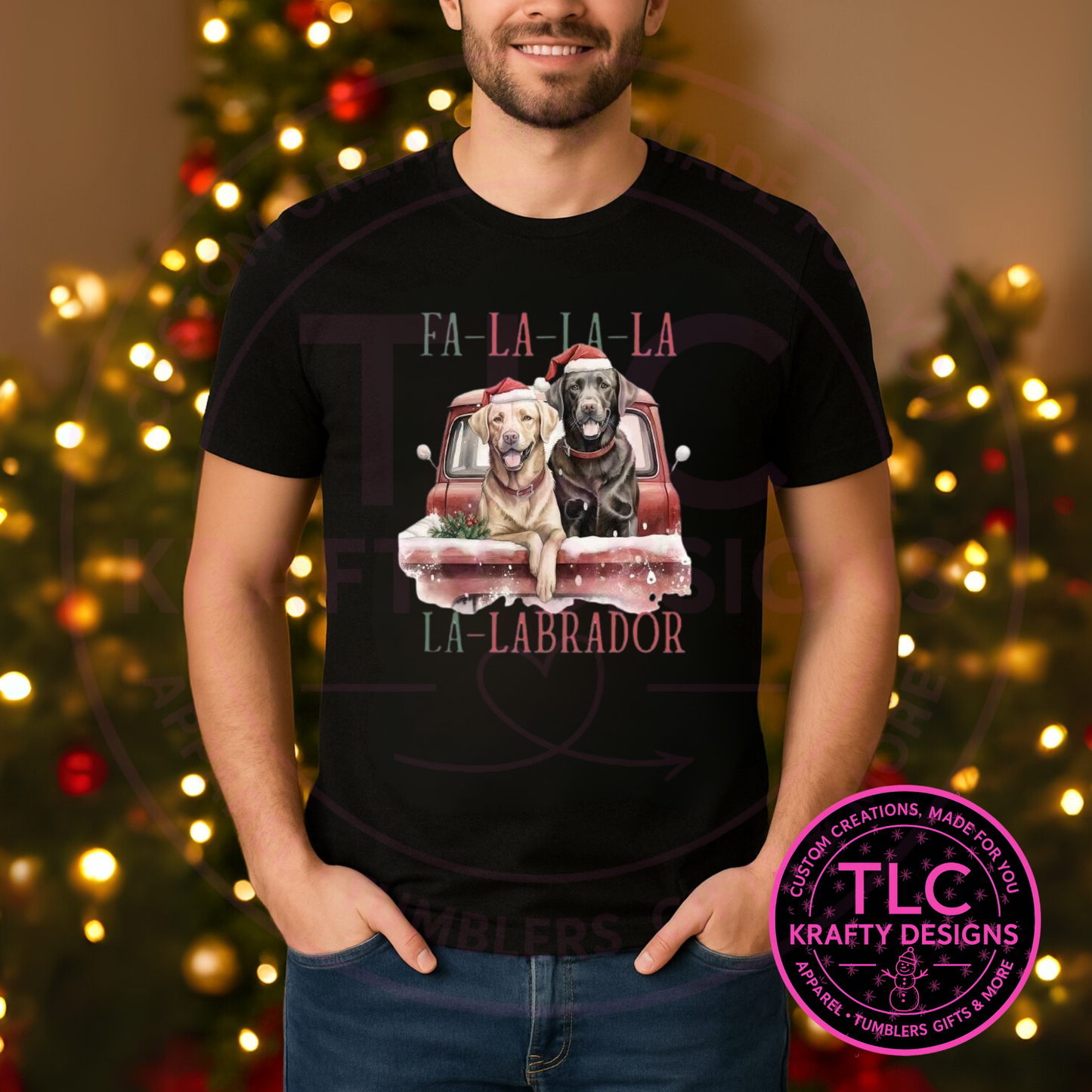 Fa La La La La Labrador Christmas T-Shirt – Festive Holiday Dog Lover Long or Short Sleeve Tee CK