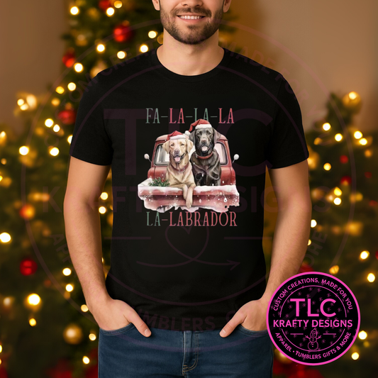 Fa La La La La Labrador Christmas T-Shirt – Festive Holiday Dog Lover Long or Short Sleeve Tee CK