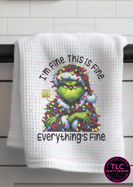 Everything's Fine Green Man Towel – Fun Christmas Kitchen Décor CK🎄✨