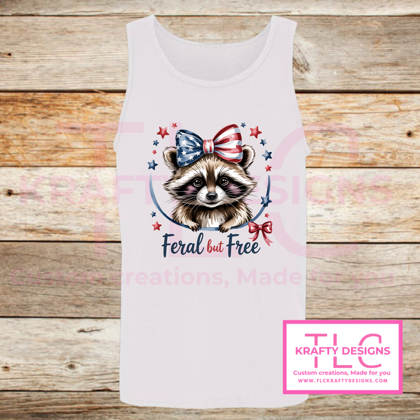 Feral But Free Raccoon Design – Patriotic Summer Apparel
