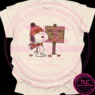 Welcome Fall Beagle Design - Autumn Vibes Graphic Apparel
