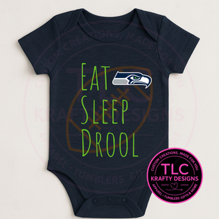 Eat Sleep Drool Seattle Football Onesie - Football Game Day Onesie CK