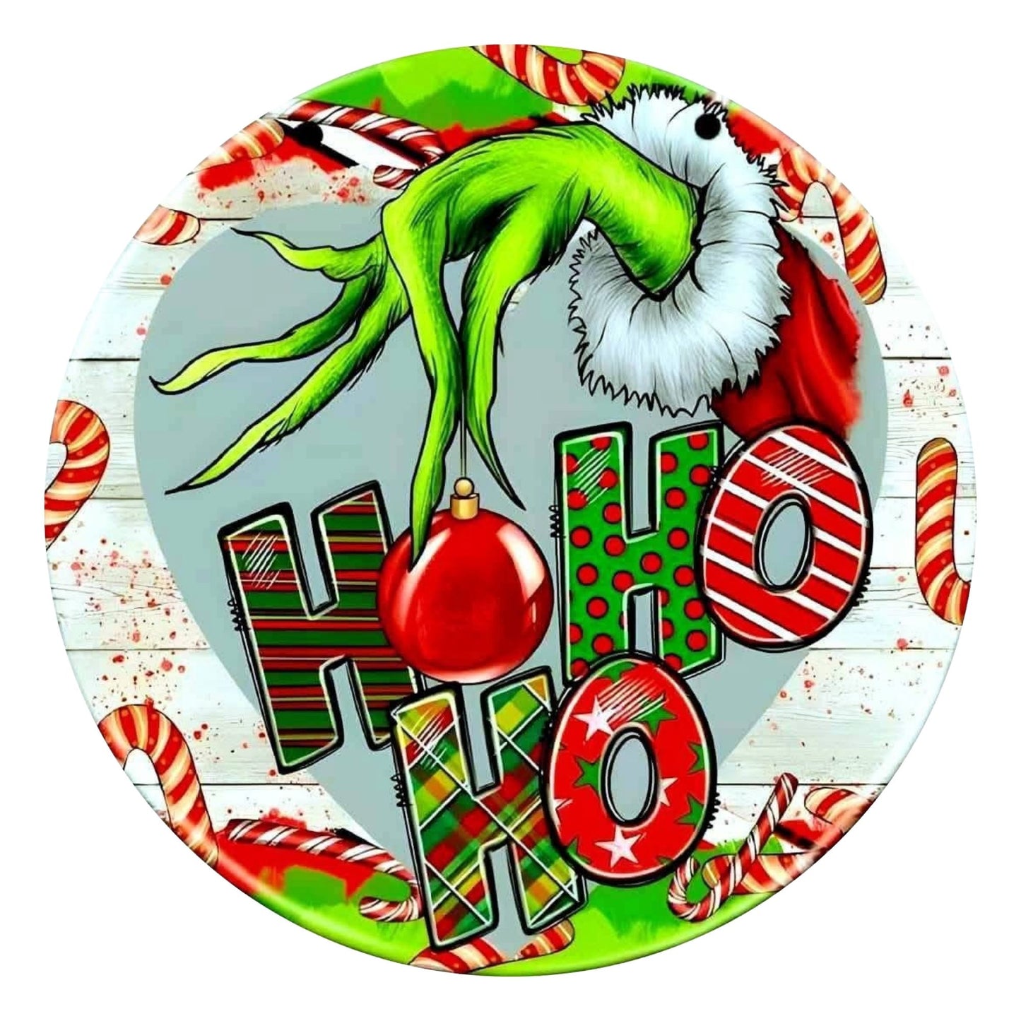 Grinch Hand HO HO HO 10” Wind Spinner – Festive Christmas Sublimated Metal Yard Décor CK