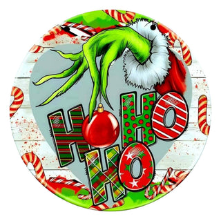 Grinch Hand HO HO HO 10” Wind Spinner – Festive Christmas Sublimated Metal Yard Décor CK