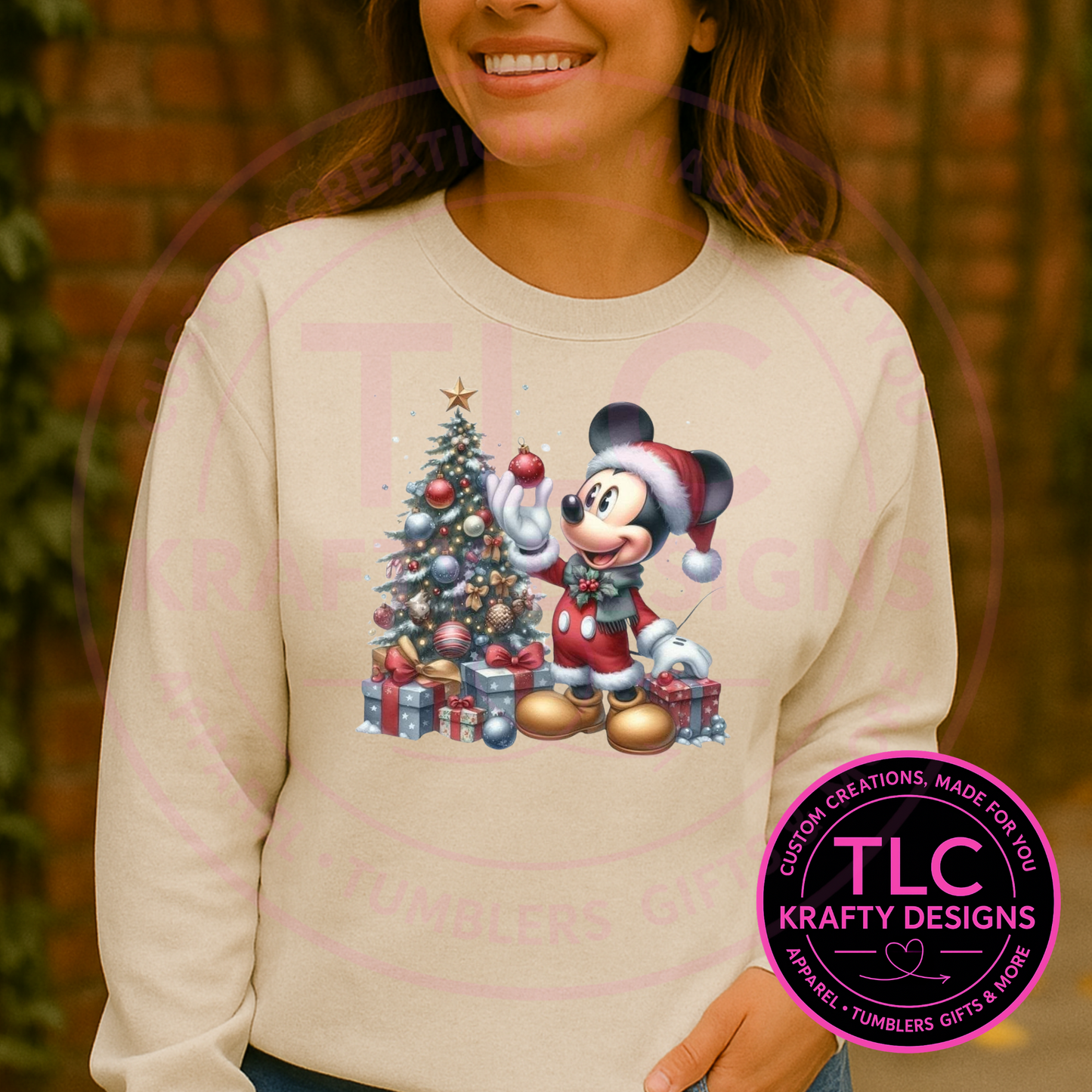 Mickey Decorating Christmas Tree Sweatshirt - Festive Christmas Crew Neck or Hoodie CK