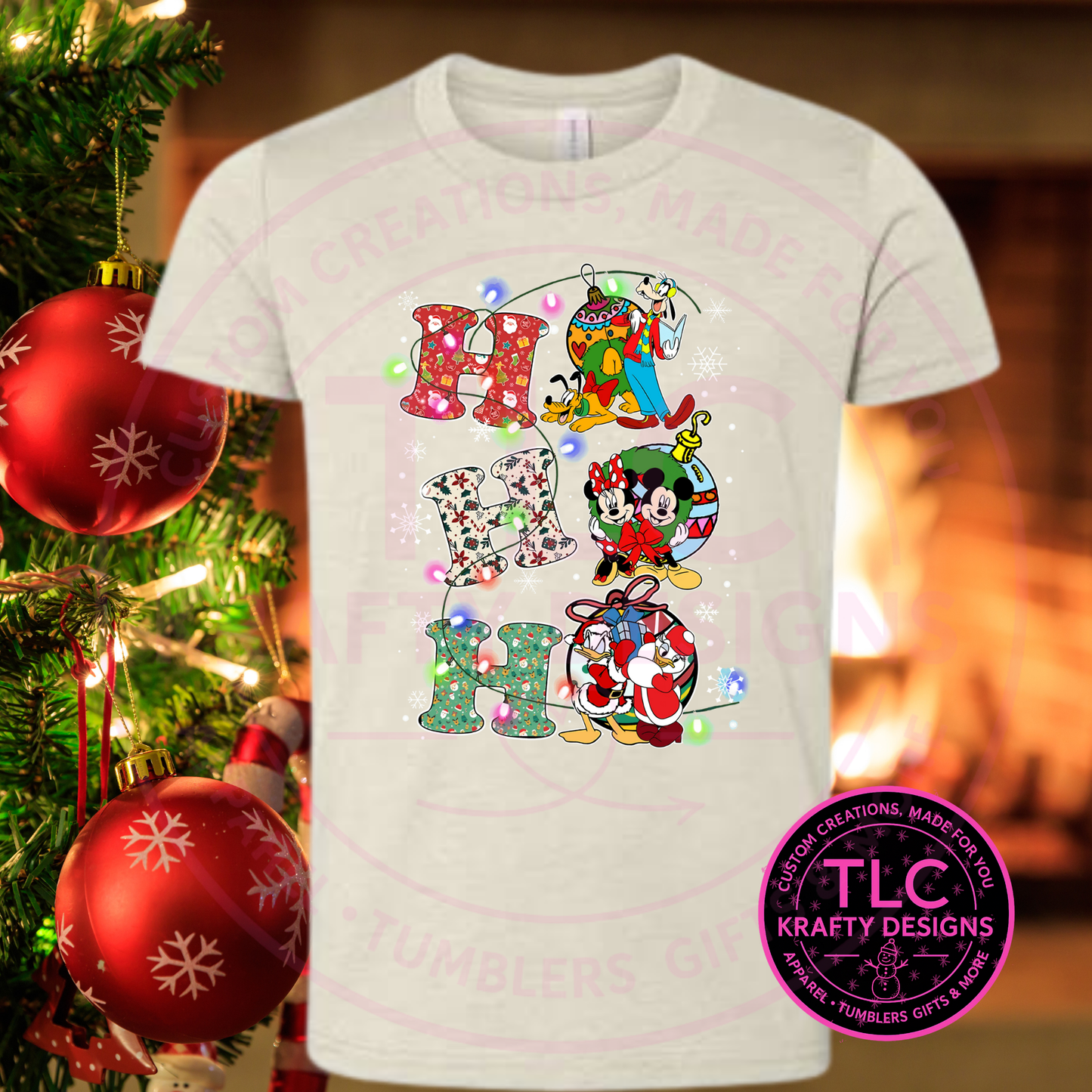 Mickey and Friends Ho Ho Ho T-Shirt - Festive Christmas Long or Short Sleeve Tee CK
