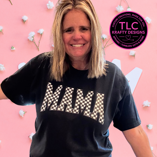 Glitter Checkerboard MAMA Shirt or Sweatshirt for Moms