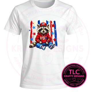 Patriotic Raccoon USA Design - Patriotic Summer Apparel