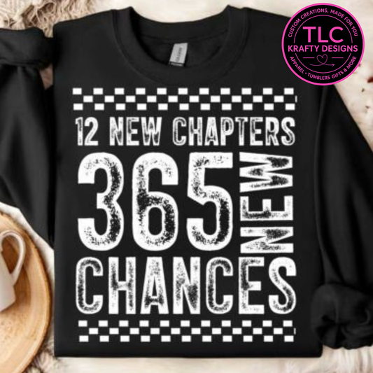 Distressed Look 12 New Chapters Sweatshirt - New Year's Eve Crew Neck or Hoodie CK