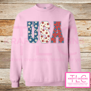 Floral USA Design - Patriotic Summer Apparel