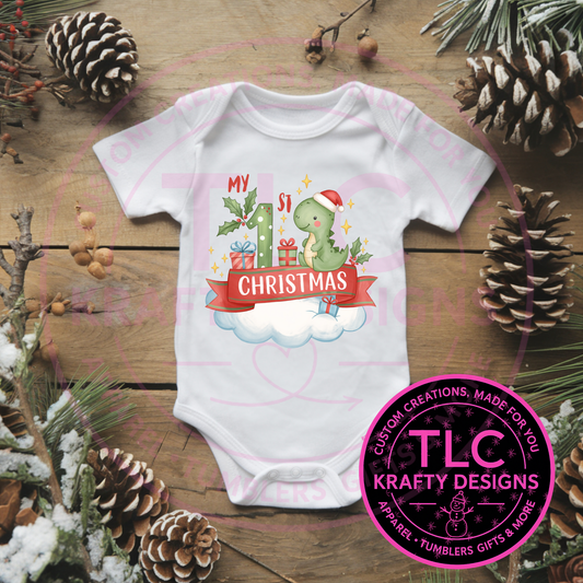 Cheery Dinosaur Christmas Onesie - Cute My First Christmas Onesie CK