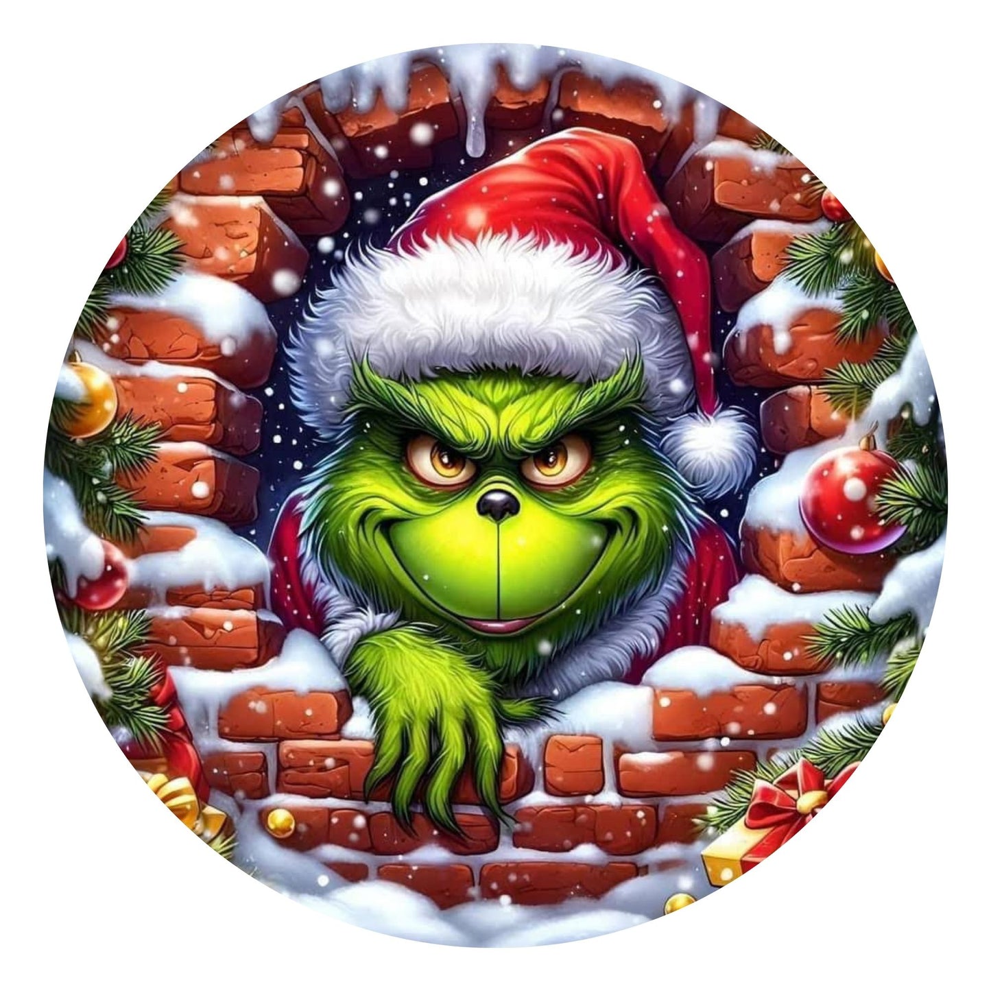 Santa Grinch 10” Wind Spinner – Festive Christmas Sublimated Metal Yard Décor CK