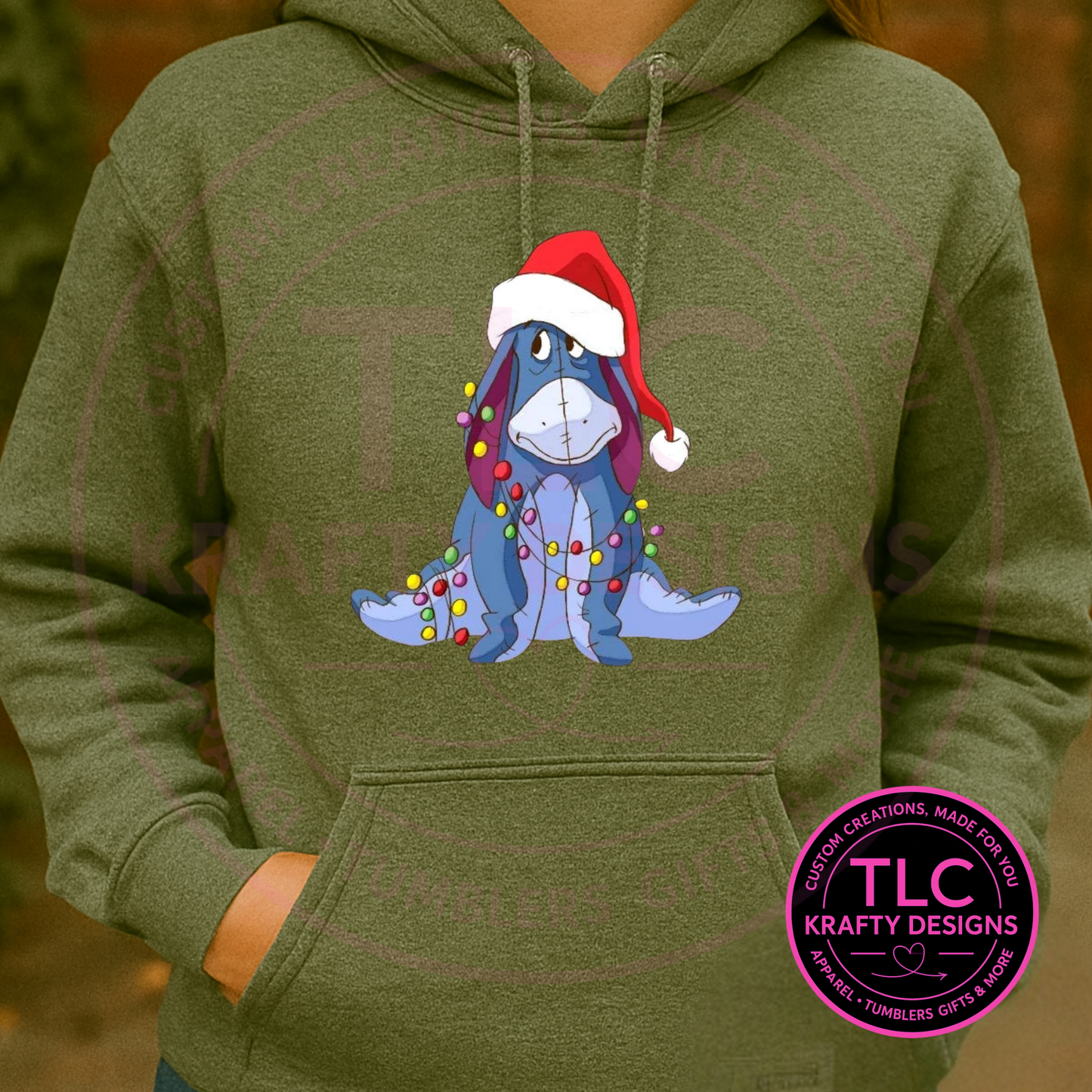 Santa Eeyore Sweatshirt - Whimsical Christmas Crew Neck or Hoodie CK