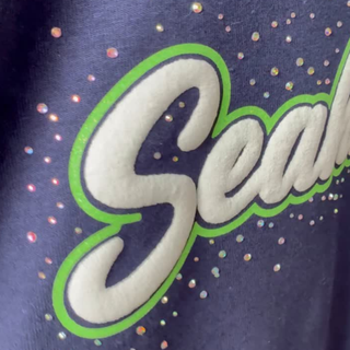 XL Seattle Football Puffy•Rhinestone•Glitter Heat Press Transfer