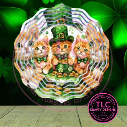 Lucky Kittens St. Patrick's Day Wind Spinner – Vibrant Outdoor Garden Décor