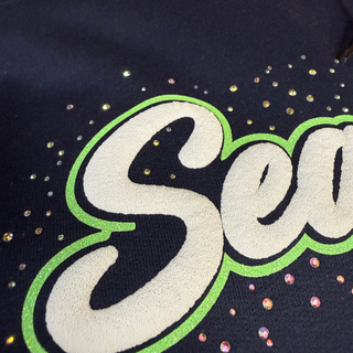 XL Seattle Football Puffy•Rhinestone•Glitter Heat Press Transfer