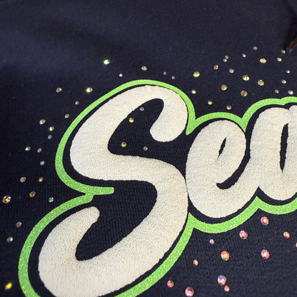 Seattle Football Puffy•Rhinestone•Glitter Transfer T-Shirt - Ready To Ship