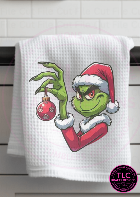 Green Man Holding Ornament Towel – Fun Christmas Kitchen Décor CK🎄✨