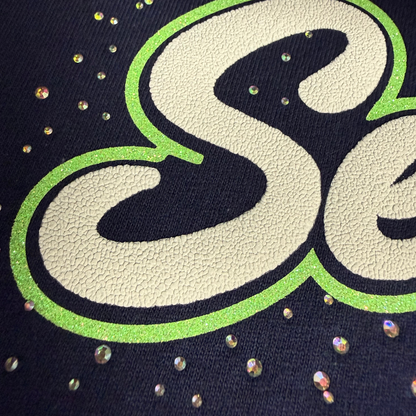 Seattle Football Puffy•Rhinestone•Glitter Transfer T-Shirt - Ready To Ship
