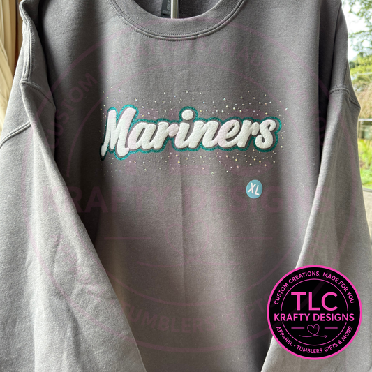 Seattle Baseball Puffy•Rhinestone•Glitter Transfer Apparel