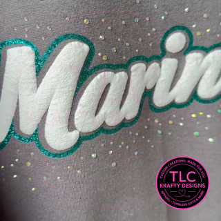Seattle Baseball Puffy•Rhinestone•Glitter Transfer Apparel