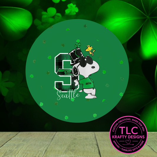 Seattle Football Dog St. Patrick's Day Wind Spinner – Vibrant Outdoor Garden Décor