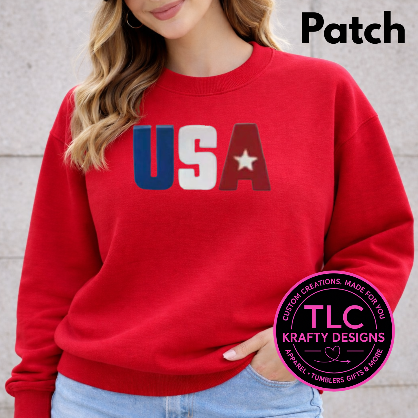USA Fuzzy Chenille Patch – Patriotic Heat Press/Iron-On Applique