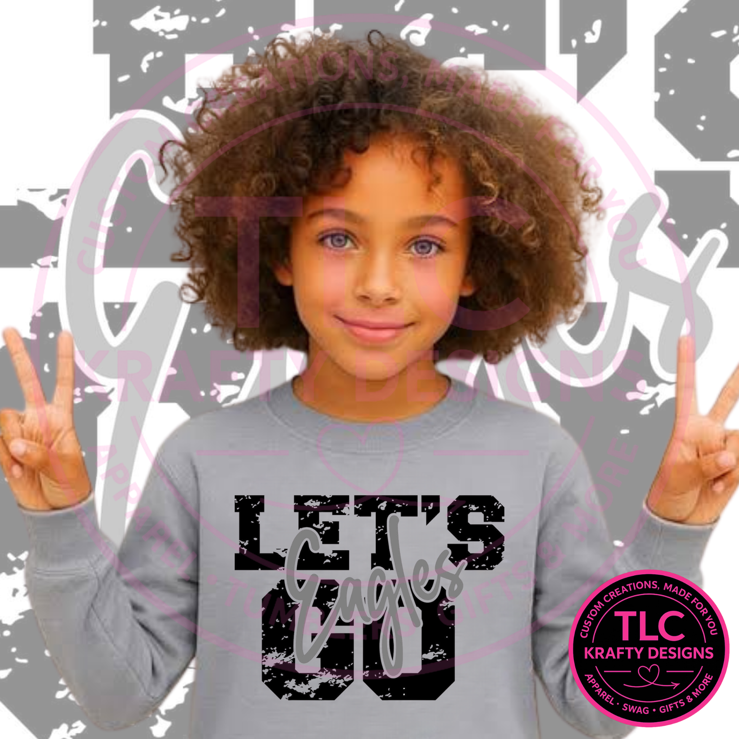 Let's Go Eagles Distressed Design Apparel - Eagles Spirit Wear