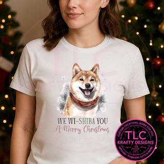 We Wi-Shiba You Christmas T-Shirt – Festive Holiday Dog Lover Long or Short Sleeve Tee CK
