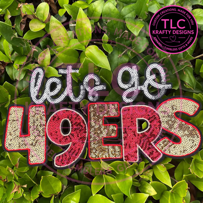 PREORDER XL Let's Go 49ers Sequin Patch – Sporty Iron-On / Sew-On Applique CK